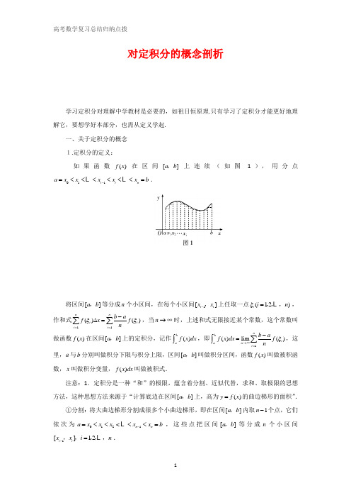 高中数学总结归纳 对定积分的概念剖析