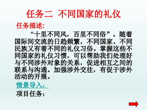 商务礼仪实务任务二：不同国家的礼仪