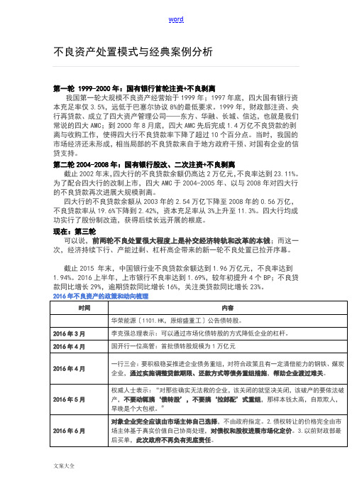 不良资产处置模式及经典案例分析报告
