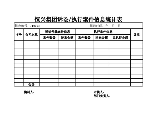 诉讼案件统计表