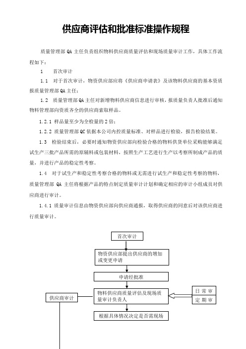 供应商评估和批准标准操作规程
