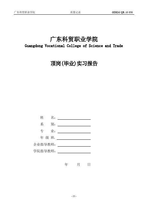 顶岗(毕业)实习报告