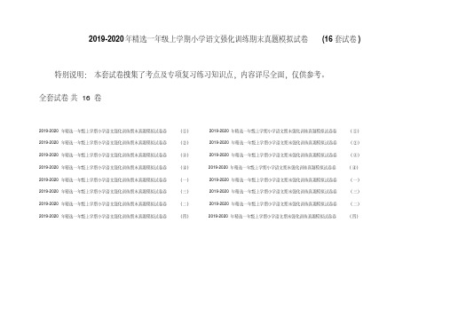 2019-2020年精选一年级上学期小学语文强化训练期末真题模拟试卷(16套试卷)