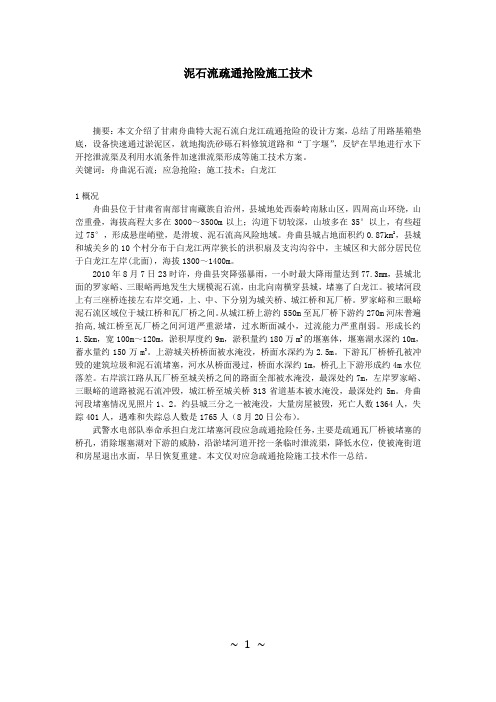 02-甘肃舟曲特大泥石流白龙江疏通抢险施工技术