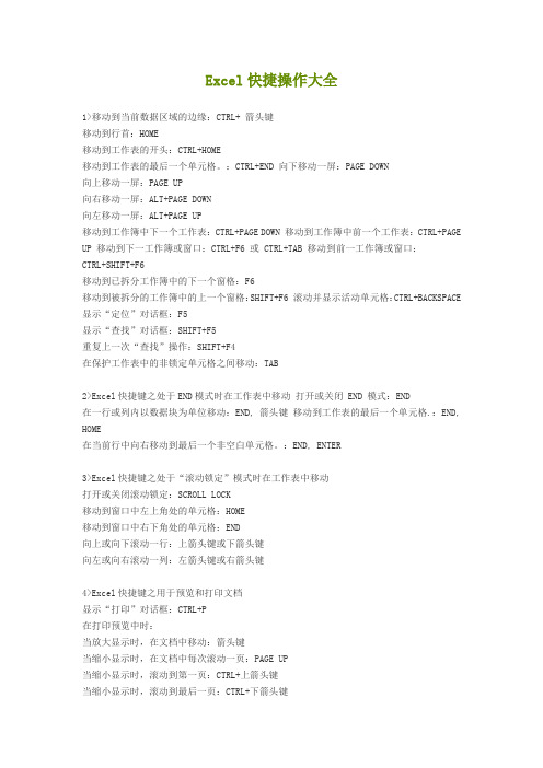 Excel快捷键操作大全
