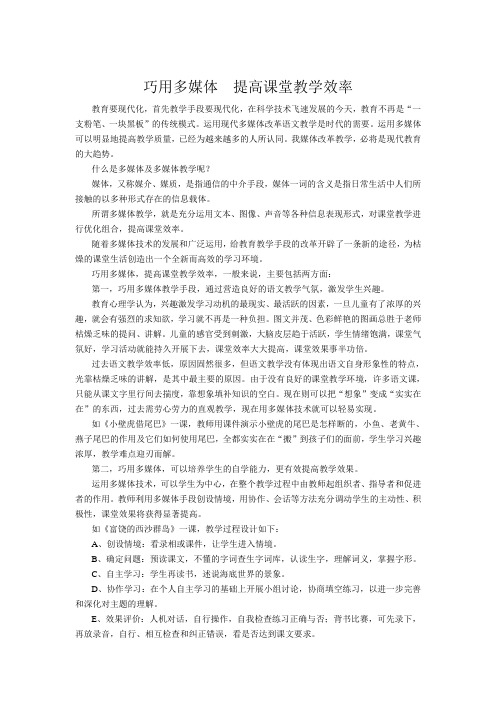 巧用多媒体  提高课堂教学效率
