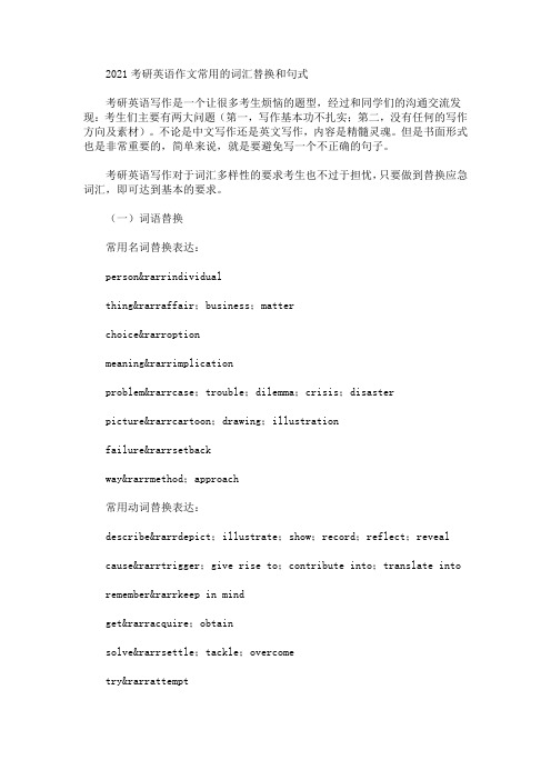 2021考研英语作文常用的词汇替换和句式