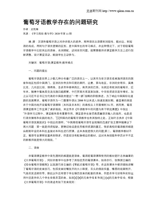葡萄牙语教学存在的问题研究