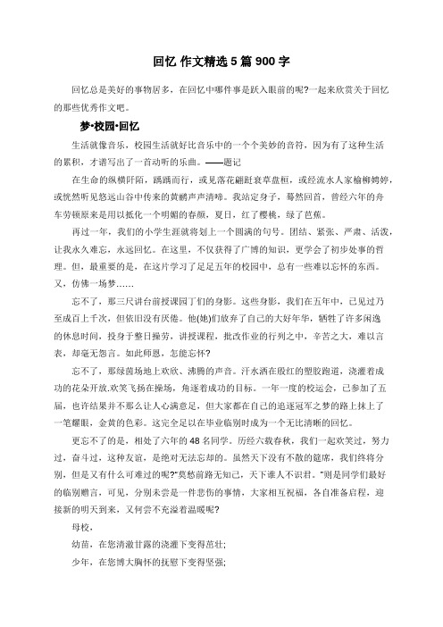 回忆 作文精选5篇 900字