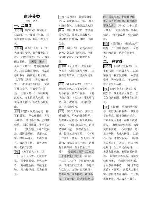 唐诗分类