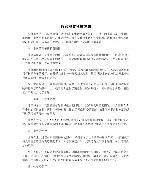 阳台韭黄种植方法
