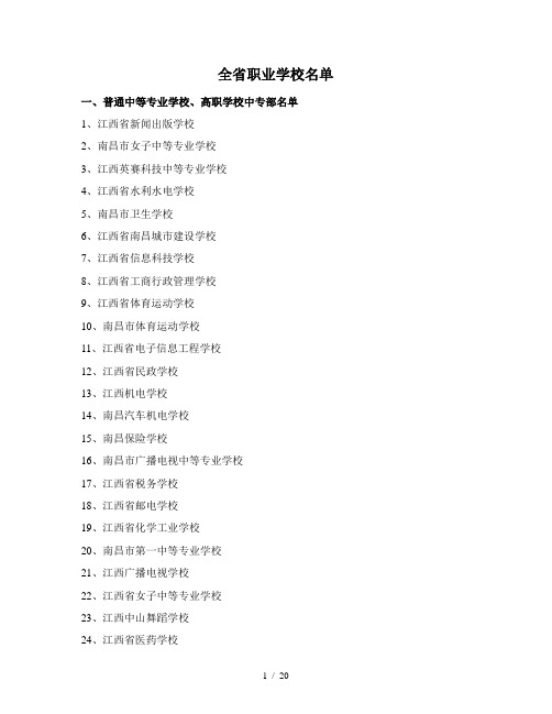 全省职业学校名单