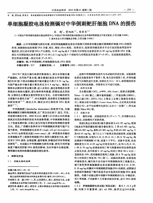 单细胞凝胶电泳检测镉对中华倒刺钯肝细胞DNA的损伤