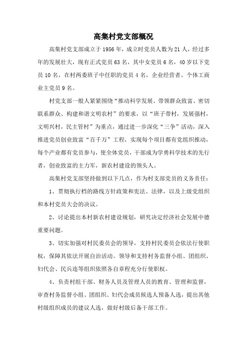 高集村党支部概况