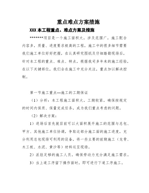 重点难点方案措施