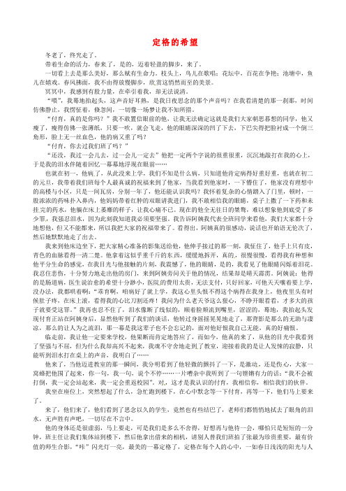 江苏省宿迁中学高三作文 定格的希望素材