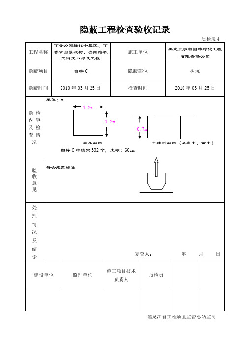 苗木栽植隐蔽工程检查验收记录5