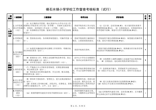 横石水小学学校工作考评标准(试行)