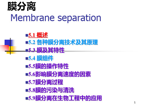 生物工程下游技术   膜分离PPT课件