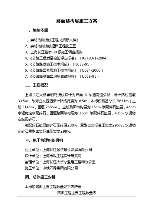 上海长江大桥崇明岛接线工程路面结构层施