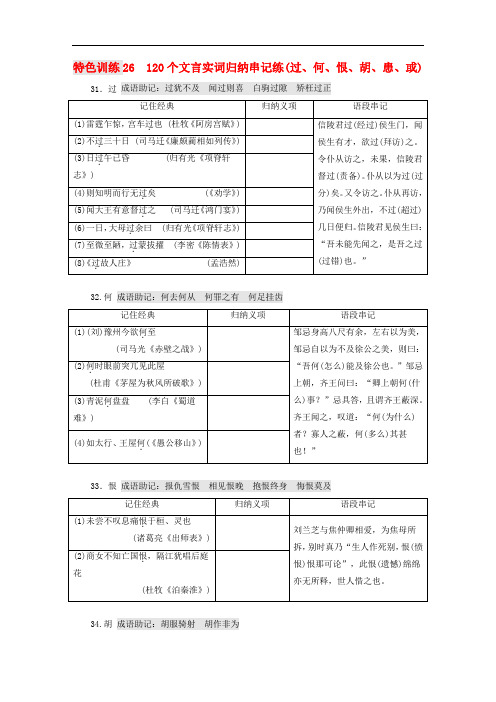 高三语文一轮复习 特色训练26 120个文言实词归纳串记