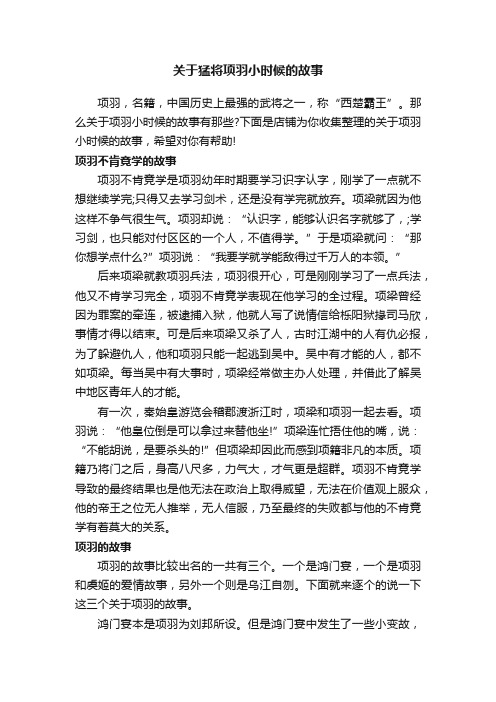 关于猛将项羽小时候的故事