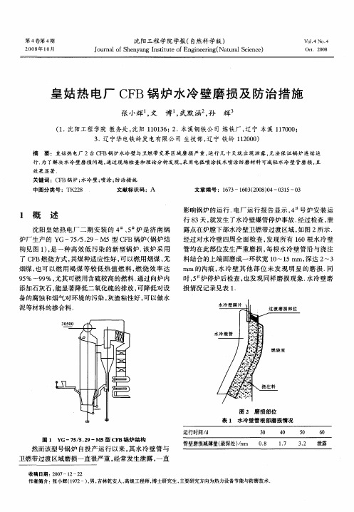 皇姑热电厂CFB锅炉水冷壁磨损及防治措施