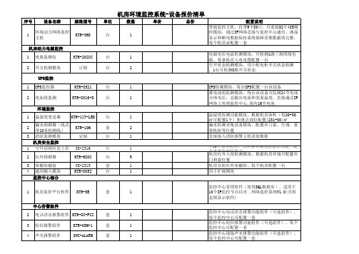 机房环境监控系统-设备报价清单