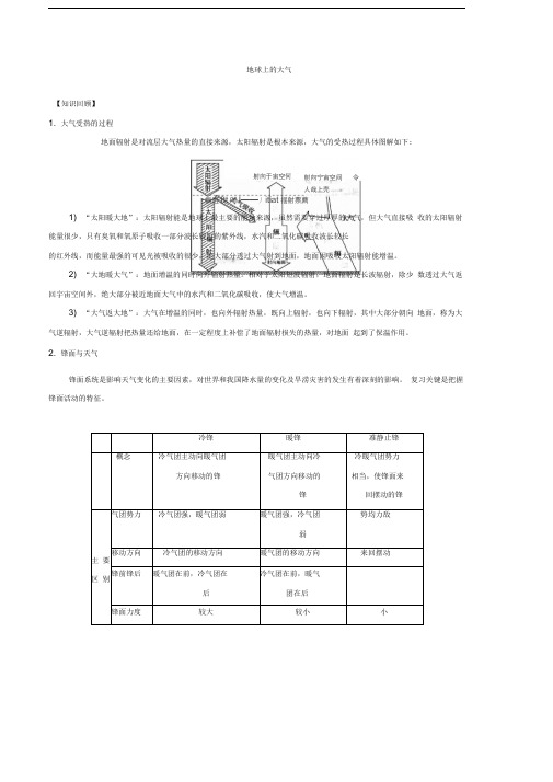 高考地理知识点梳理复习教案4(地球上的大气)