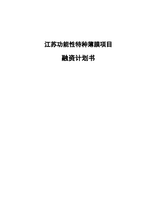 江苏功能性特种薄膜项目融资计划书