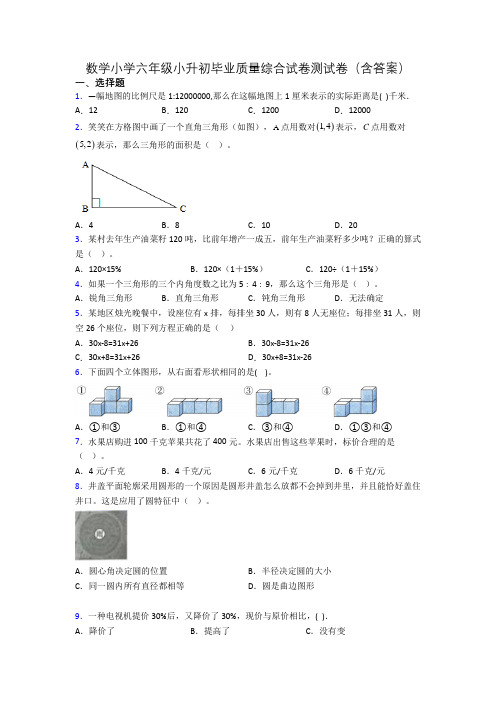 数学小学六年级小升初毕业质量综合试卷测试卷(含答案)