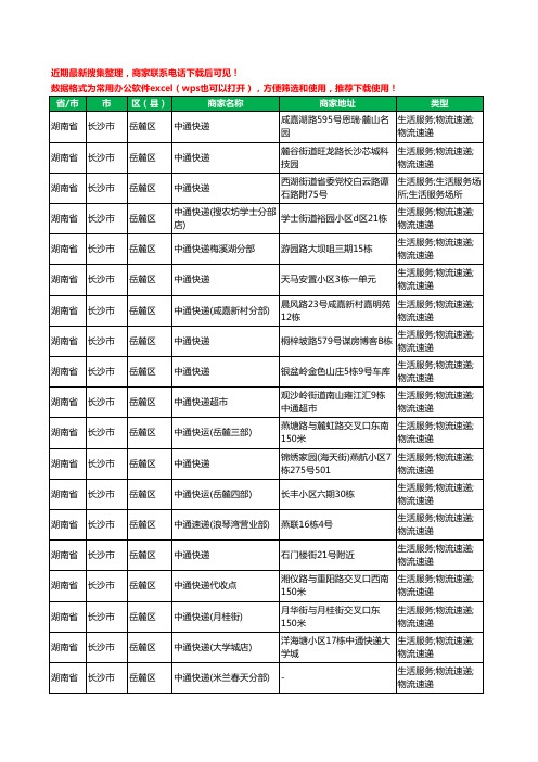 2020新版湖南省长沙市岳麓区中通快递工商企业公司商家名录名单黄页联系方式电话大全63家