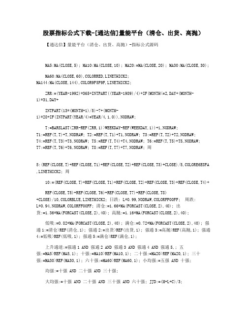 股票指标公式下载-[通达信]量能平台(清仓出货高抛)