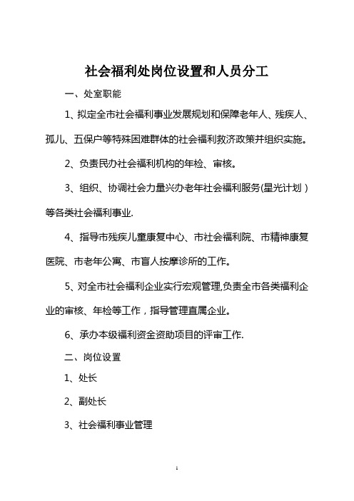 社会福利处工作职责