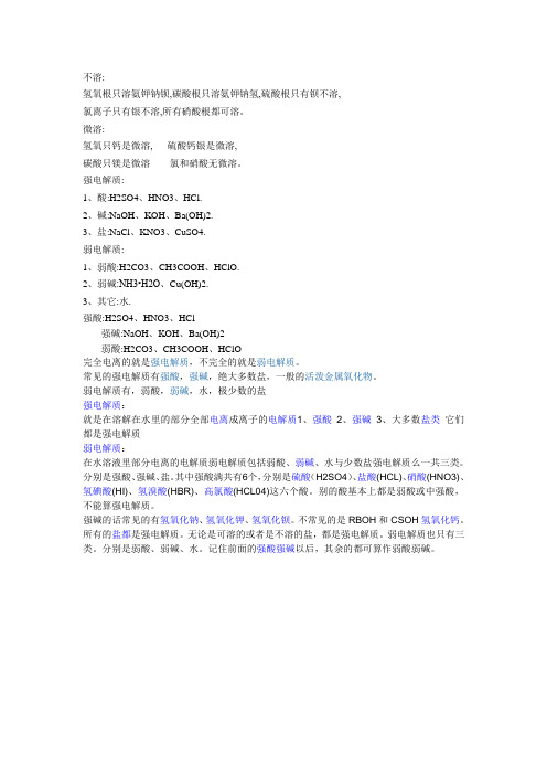 高中化学化学常考知识整理