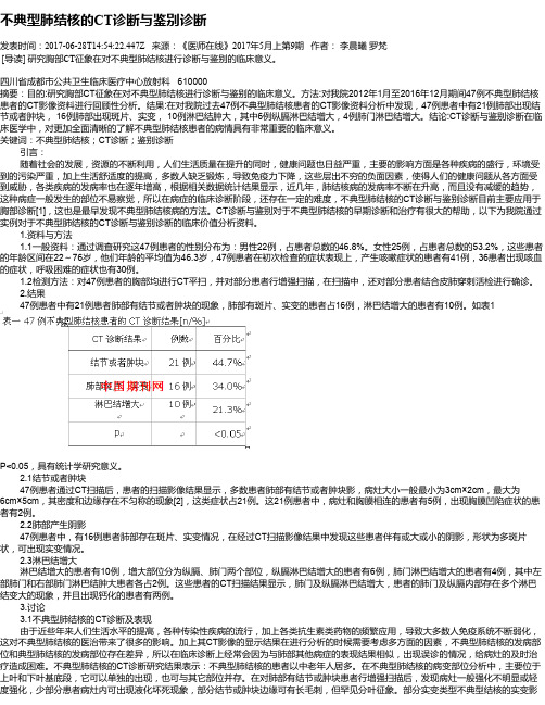 不典型肺结核的CT诊断与鉴别诊断