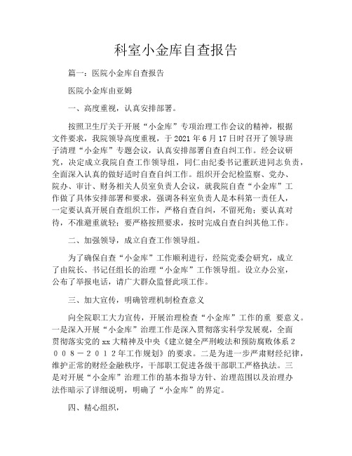 科室小金库自查报告
