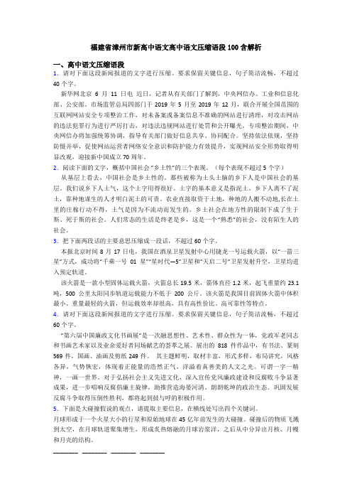 福建省漳州市新高中语文高中语文压缩语段100含解析