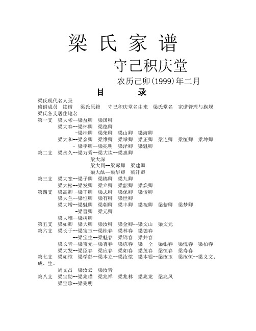 天长梁氏家谱第1版