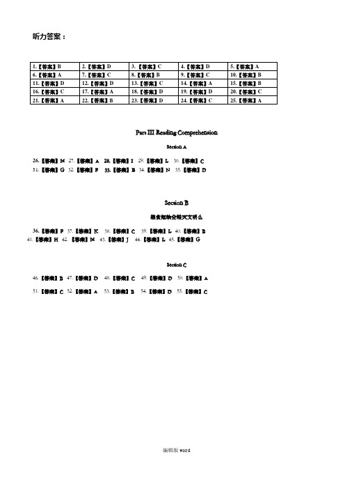 大学英语四级第2套答案解析