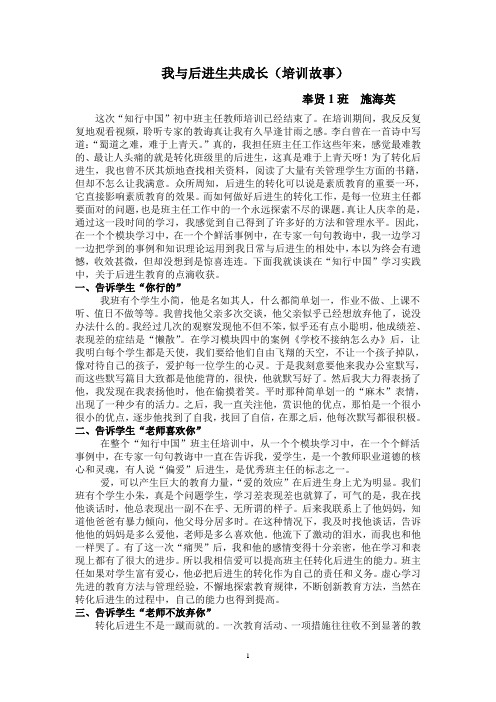 我与后进生共成长(培训故事)