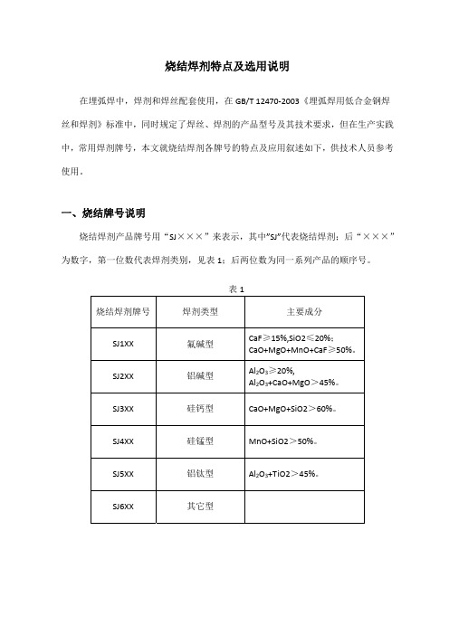 烧结焊剂特点及选用说明