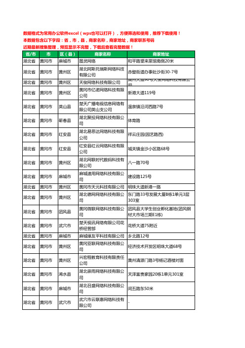 2020新版湖北省黄冈市网络科技有限公司工商企业公司商家名录名单黄页联系电话号码地址大全95家