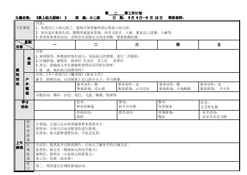 幼儿园小班第二学期周计划第二周安排表