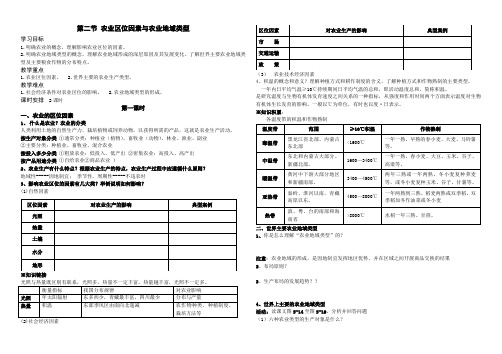 高一地理湘教版必修2导学案：3.2农业区位因素和农业地域类型
