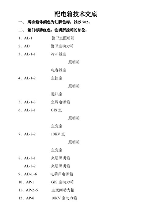 配电箱技术交底