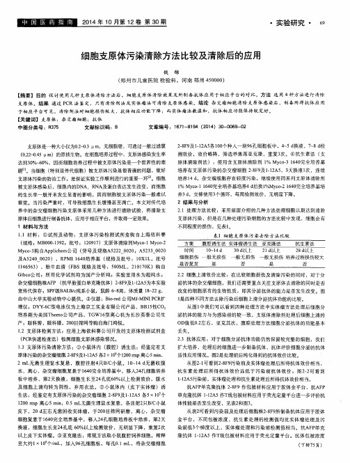 细胞支原体污染清除方法比较及清除后的应用