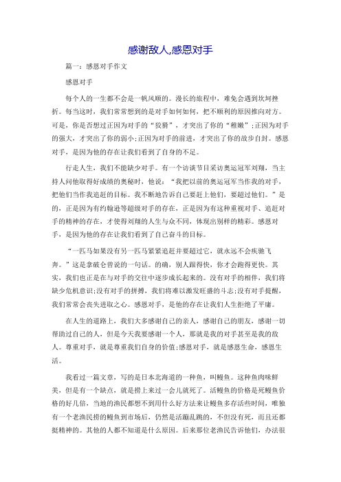 感谢敌人,感恩对手