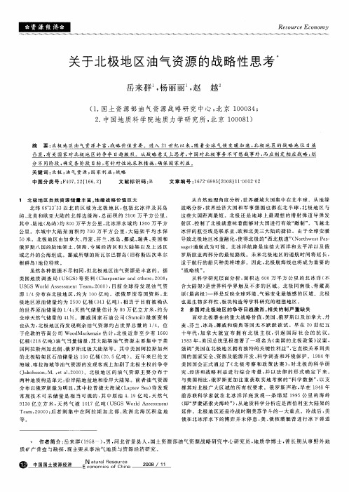 关于北极地区油气资源的战略性思考