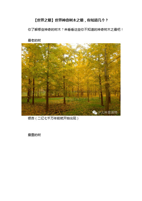 【世界之最】世界神奇树木之最，你知道几个？